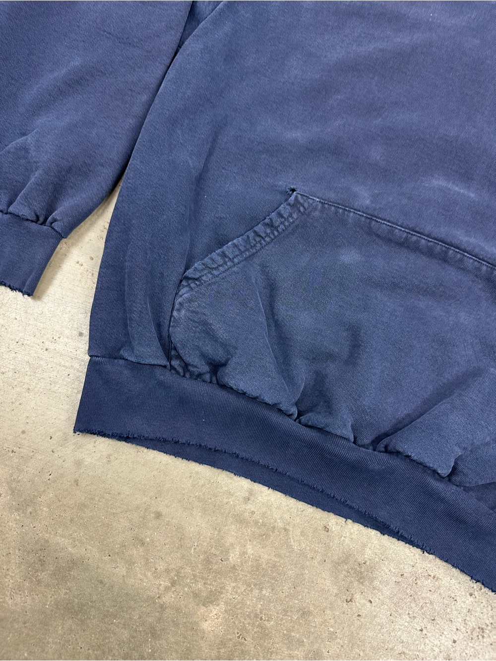 The Super Faded Navy Blue Ultimate Distressed Heavyweight Hoodie - Picture 4 of 13